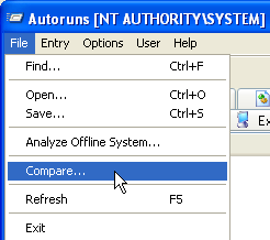 Autoruns compare feature