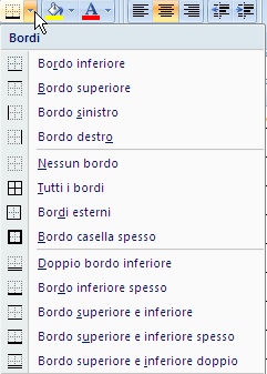 Excel inserimento bordo