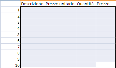 Selezione contenuto fattura