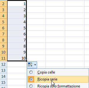 Excel serie automatica