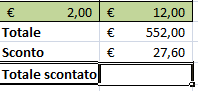 Excel sconto fattura